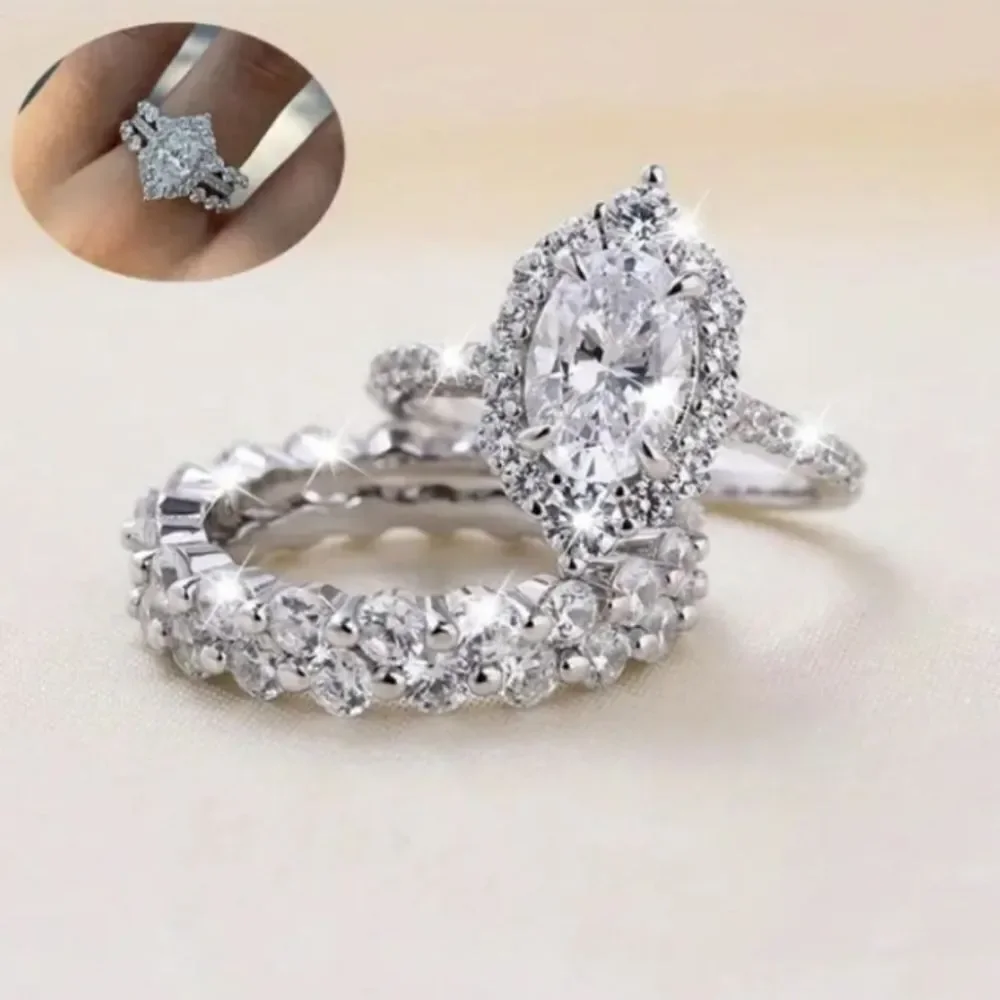 Elegant 3pc diamond wedding ring set